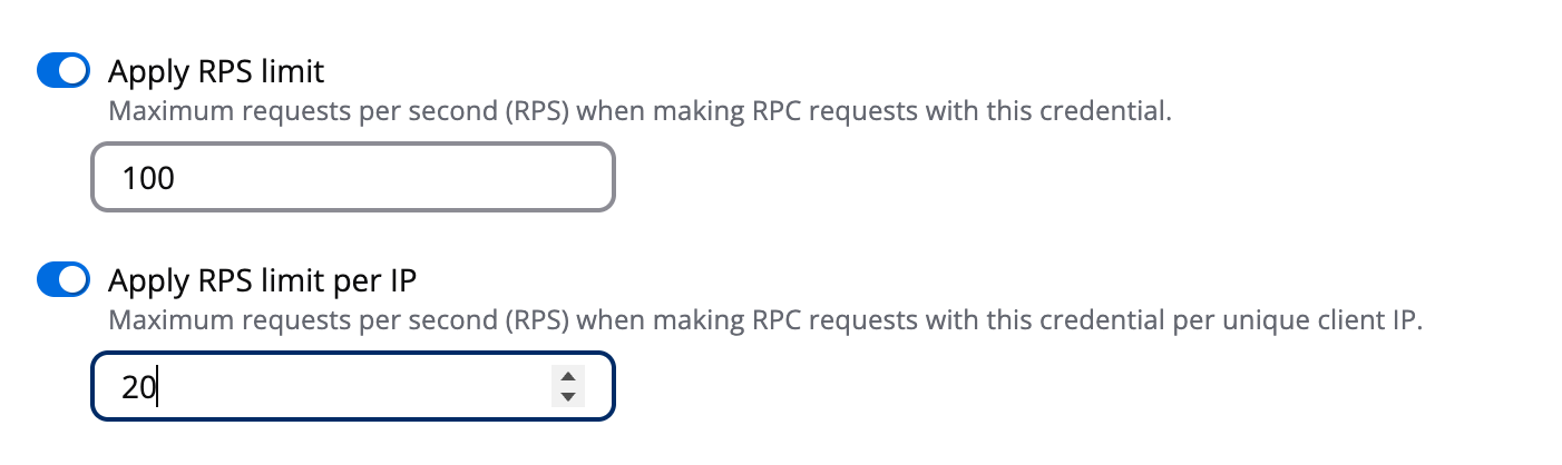 Set limits for all methods