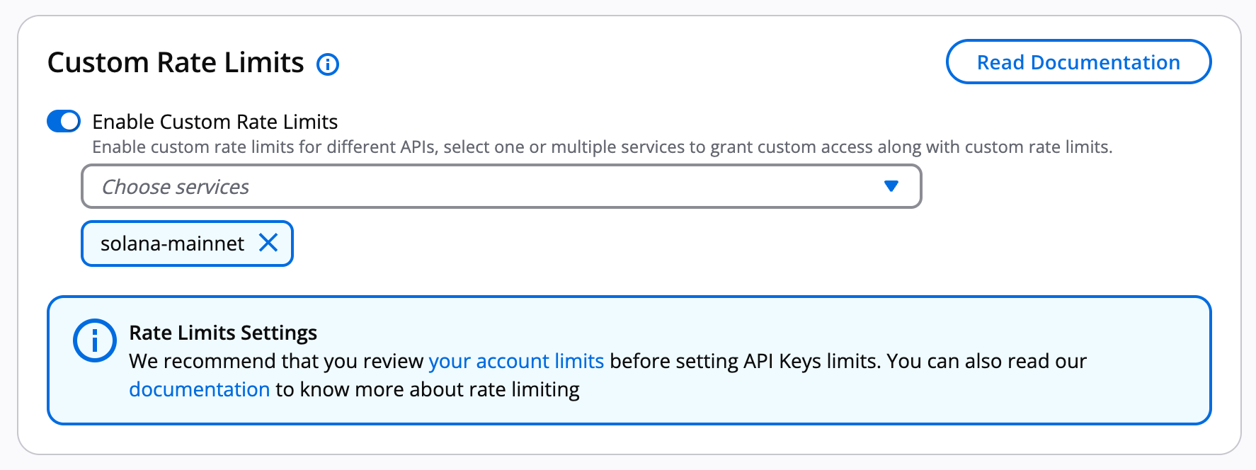 Enable custom rate limits