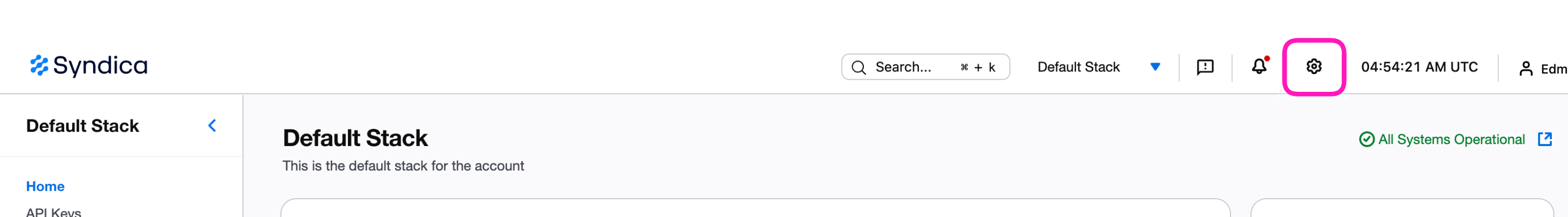 Gear icon in navigation bar