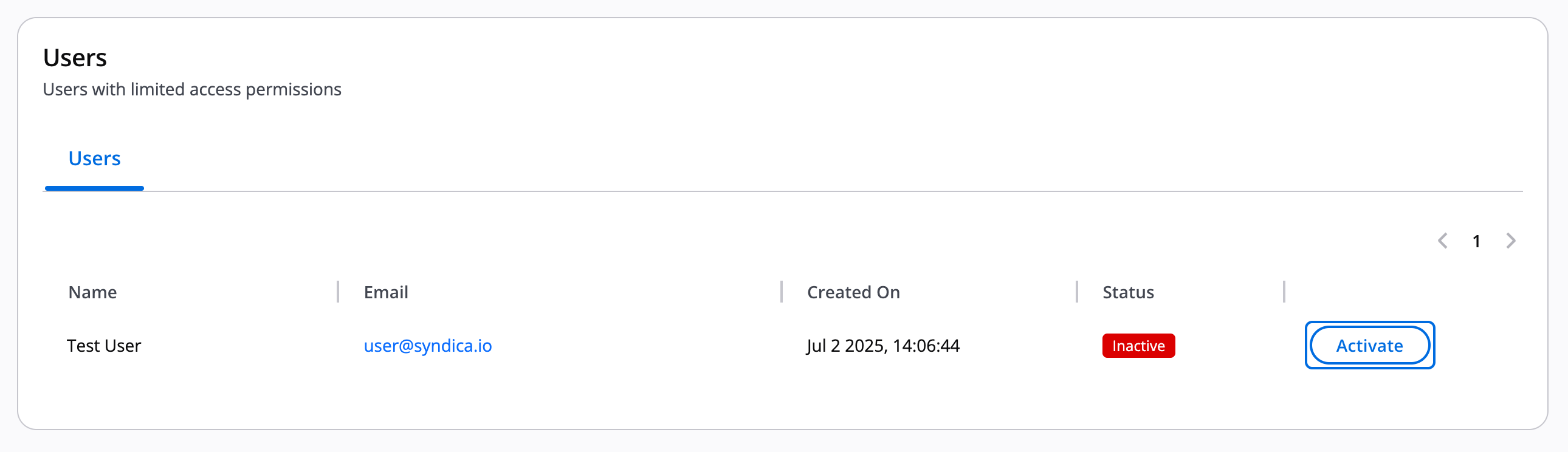 Inactive user status