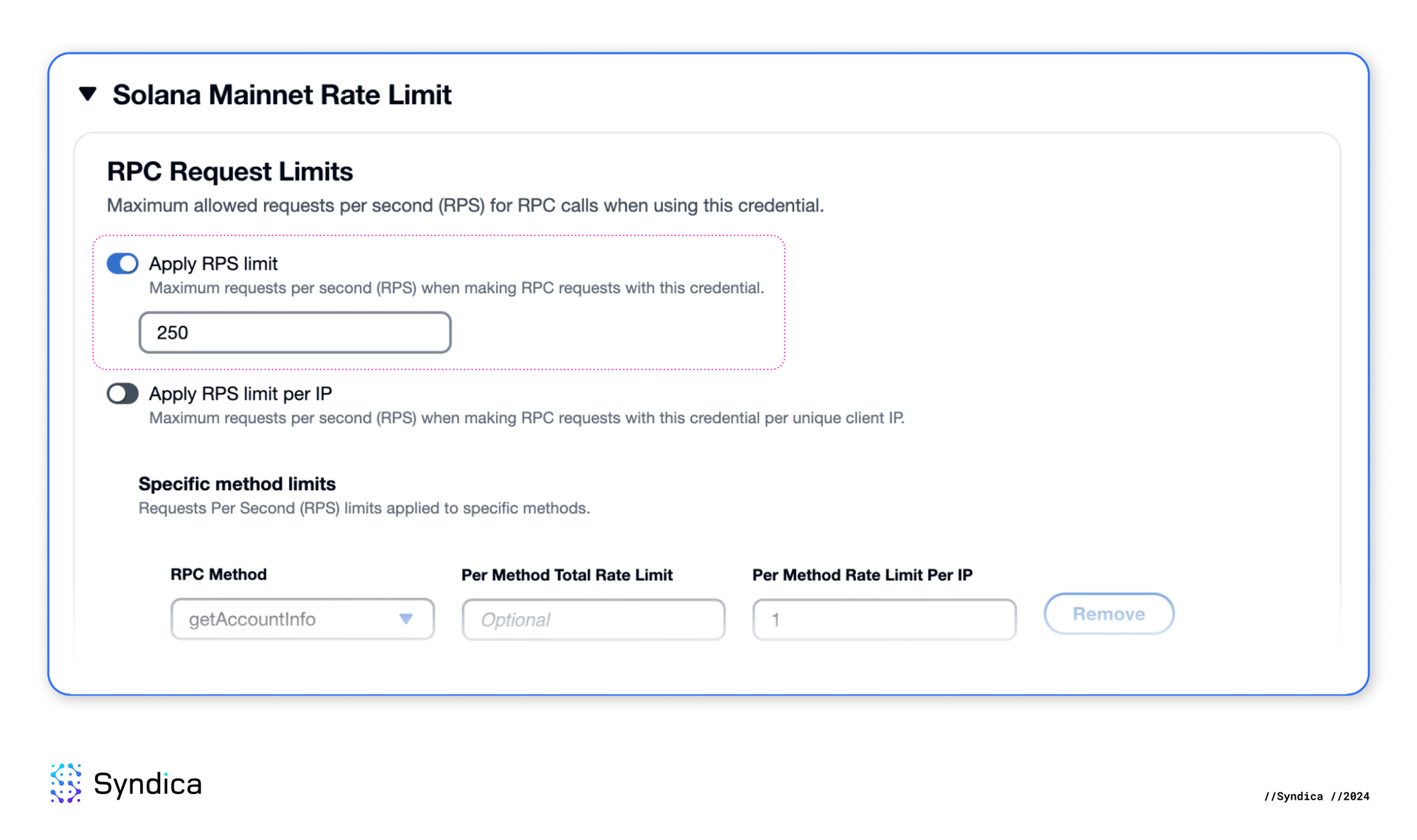 Set credential-wide RPS limit for front-end