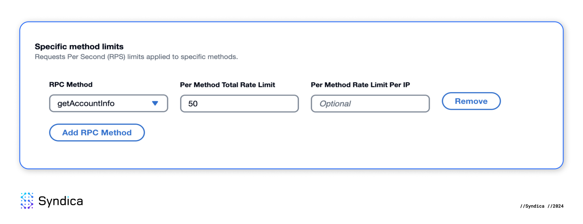 Configure method-specific limit for getAccountInfo