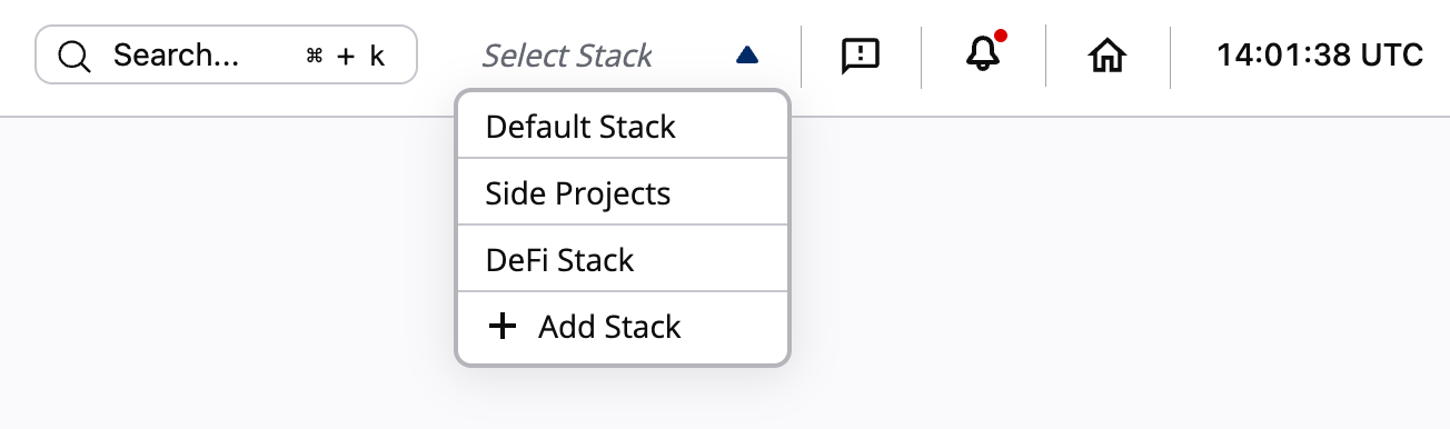 Stack selector in navigation bar