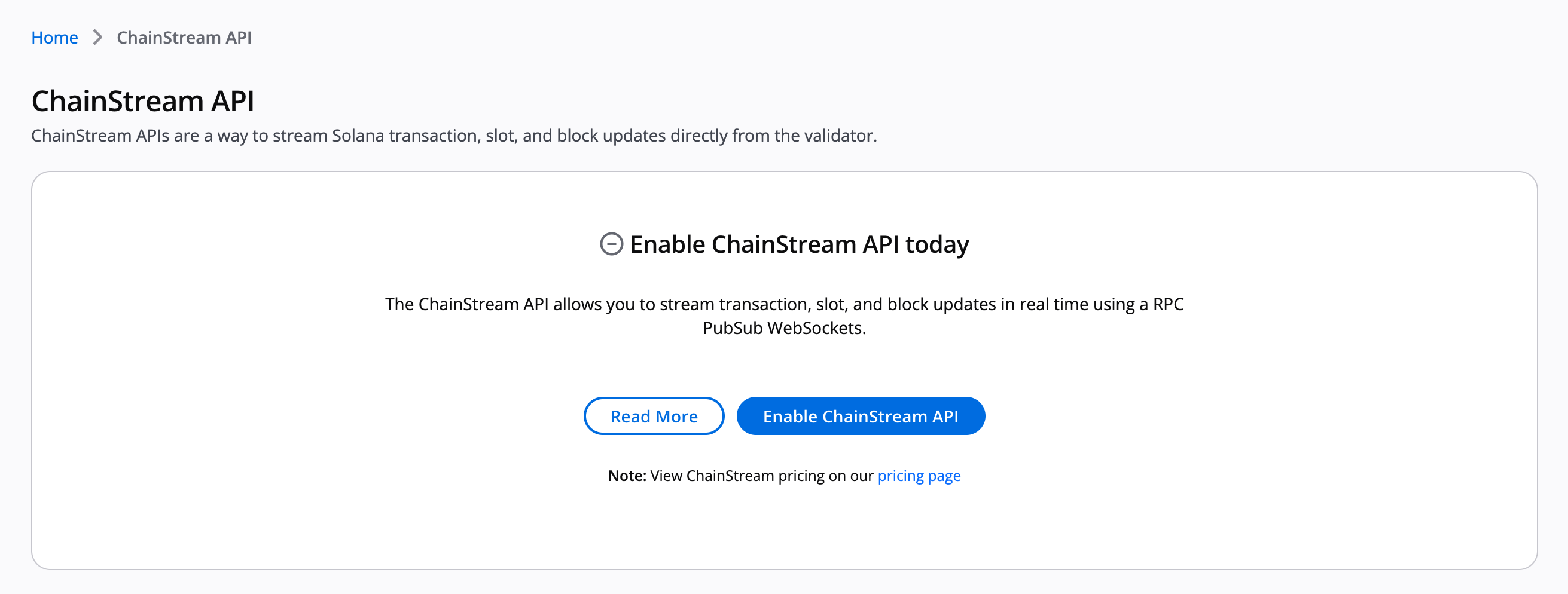Enable ChainStream